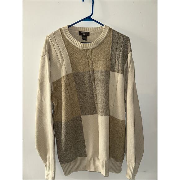 Mans Sweater By Dockers Size XL crew neck long sleeve knit crochet accent retro - Picture 1 of 3